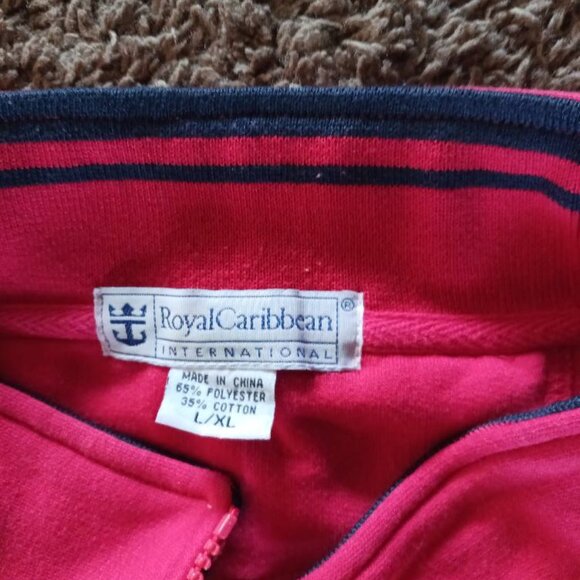 Royal Caribbean International Quarter Zip Jacket Red L/XL Polyester Cotton Blend - Picture 2 of 5
